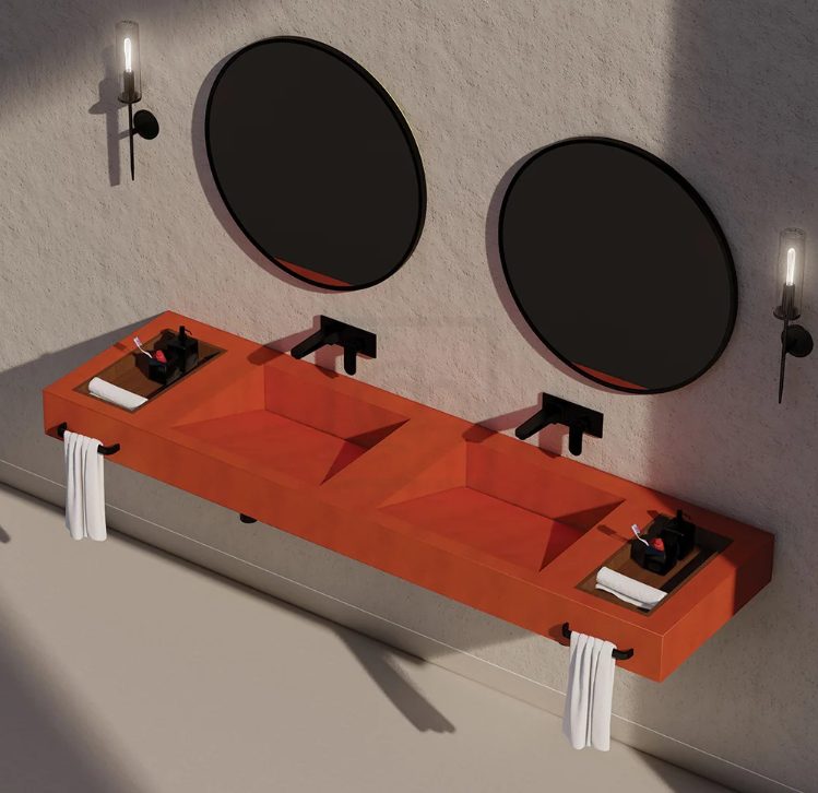 Double Wash Basin With Cabinet Designs
